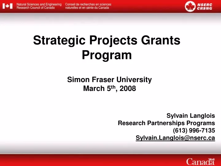 strategic projects grants program