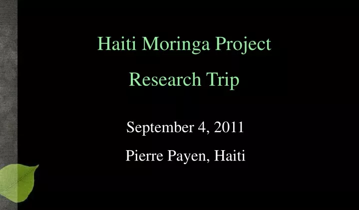 haiti moringa project research trip