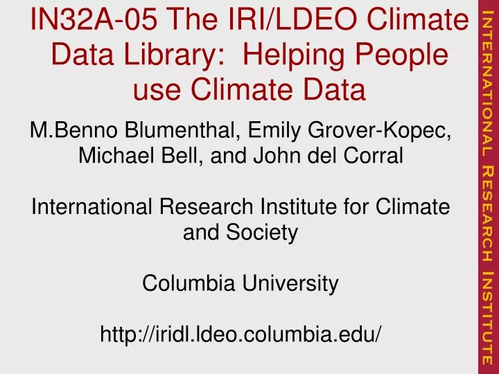 in32a 05 the iri ldeo climate data library helping people use climate data