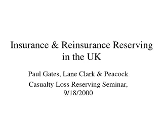 Insurance &amp; Reinsurance Reserving in the UK
