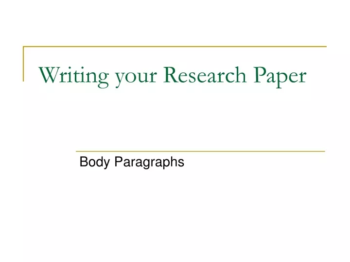 writing your research paper