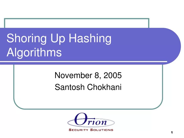 shoring up hashing algorithms