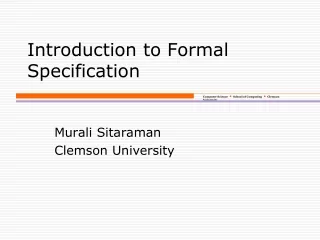 Introduction to Formal Specification