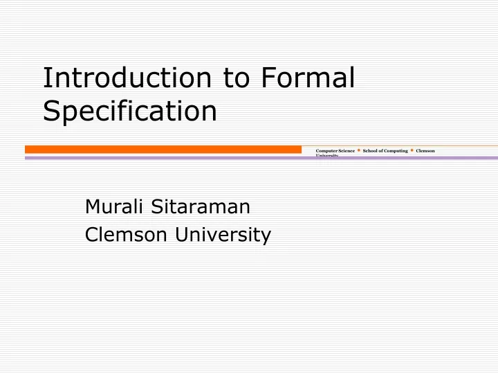 introduction to formal specification