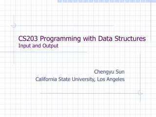 CS203 Programming with Data Structures Input and Output