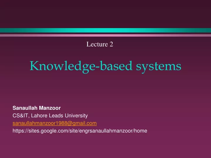 knowledge based systems