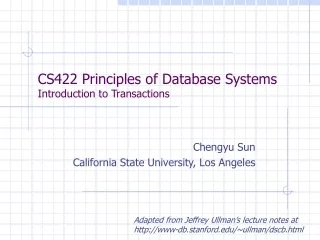 CS422 Principles of Database Systems Introduction to Transactions