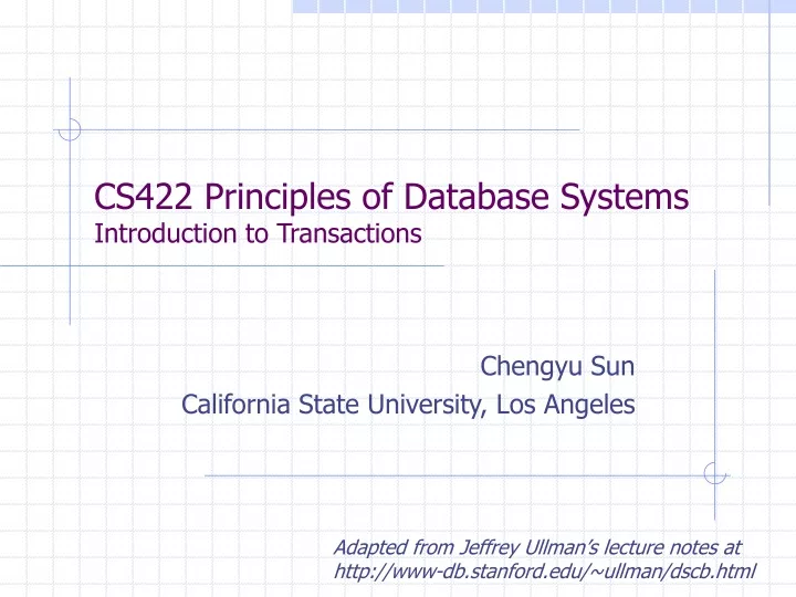 cs422 principles of database systems introduction to transactions