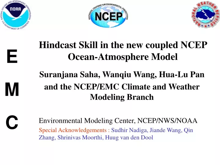 hindcast skill in the new coupled ncep ocean