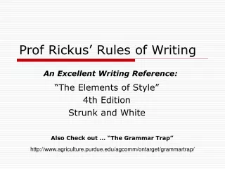 Prof Rickus’ Rules of Writing