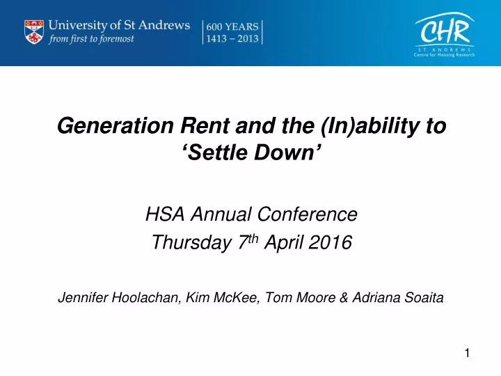 generation rent and the in ability to settle down