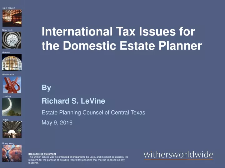 international tax issues for the domestic estate planner