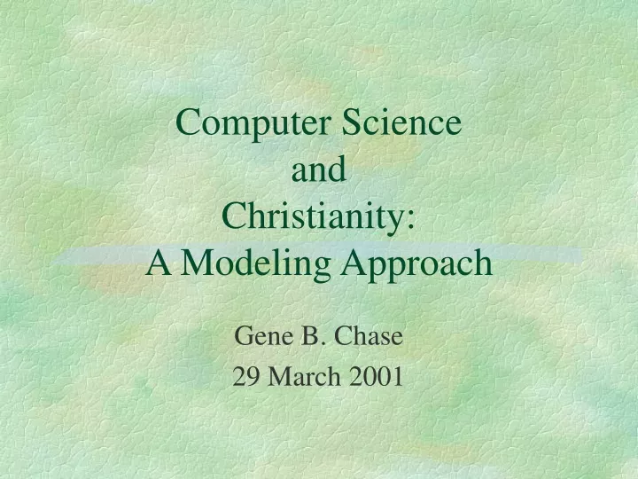 computer science and christianity a modeling approach