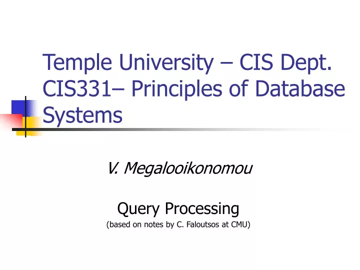 temple university cis dept cis331 principles of database systems