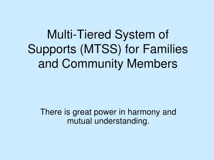 multi tiered system of supports mtss for families and community members
