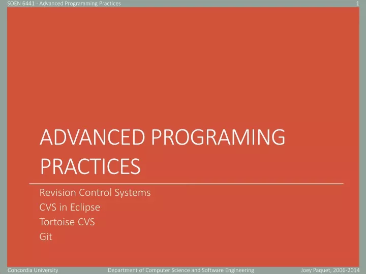 advanced programing practices