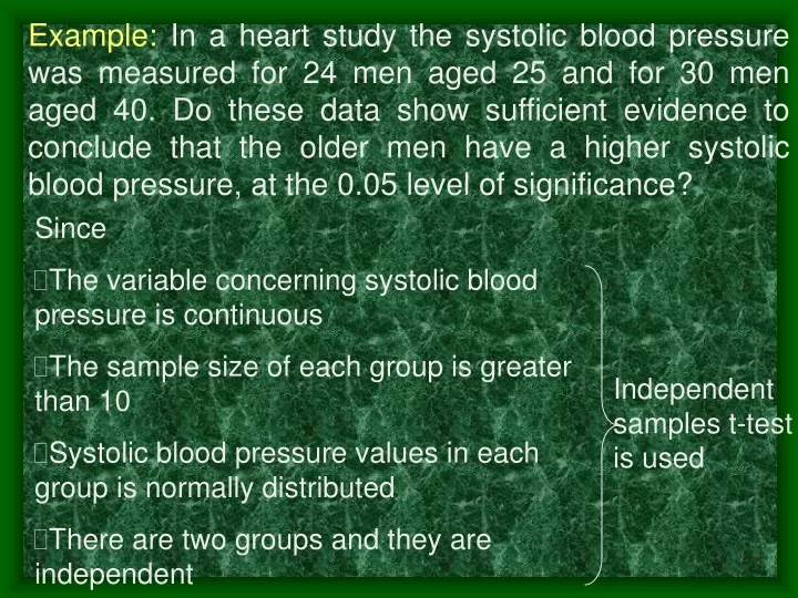 example in a heart study the systolic blood