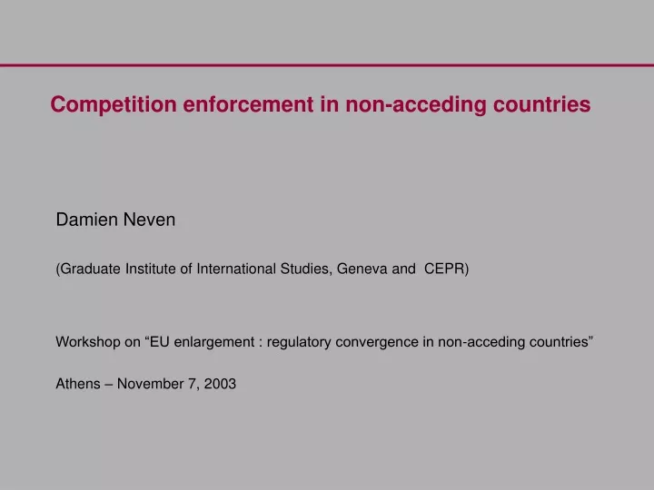competition enforcement in non acceding countries