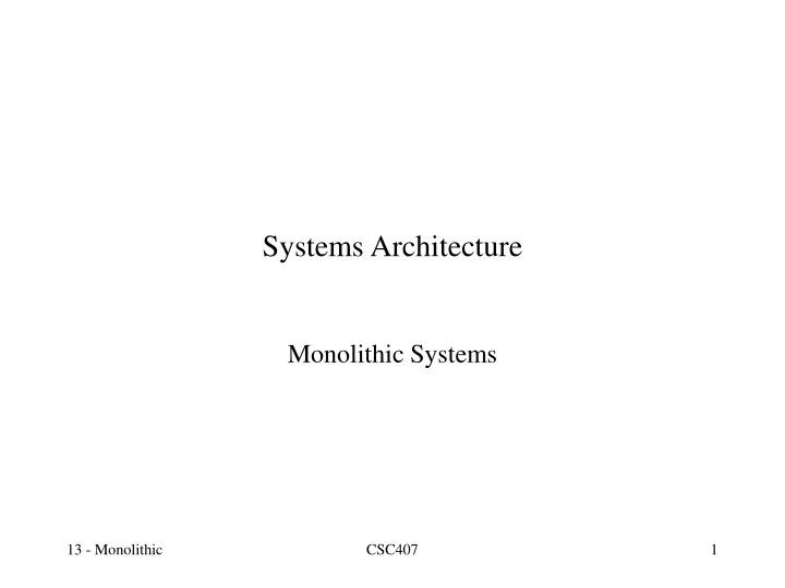 systems architecture