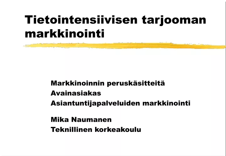 tietointensiivisen tarjooman markkinointi