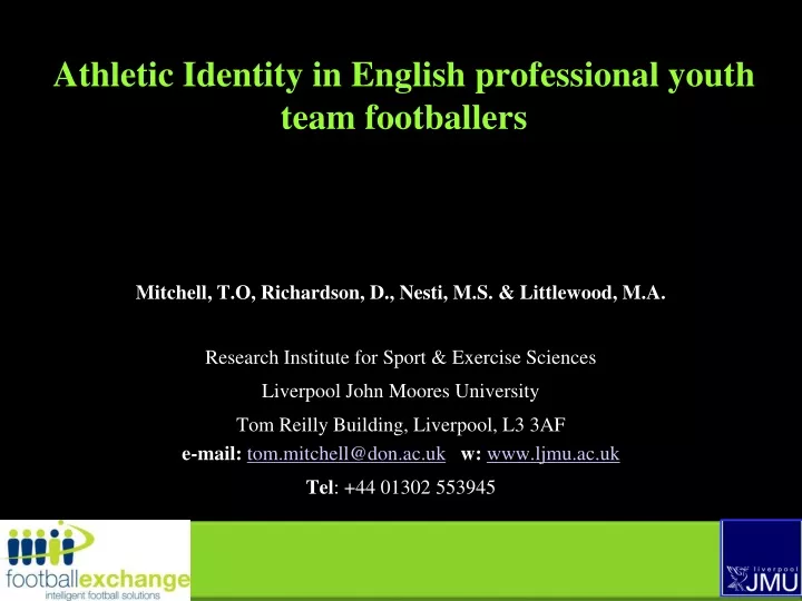 athletic identity in english professional youth team footballers