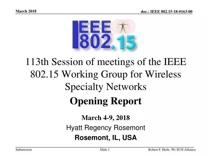 113th session of meetings of the ieee 802 15 working group for wireless specialty networks
