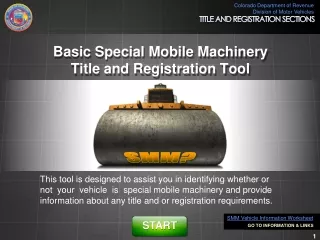 Basic Special Mobile Machinery Title and Registration Tool
