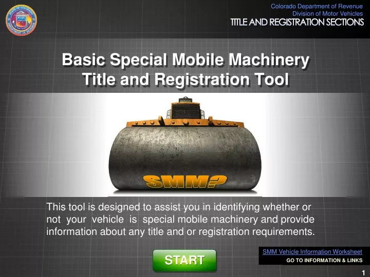 basic special mobile machinery title and registration tool