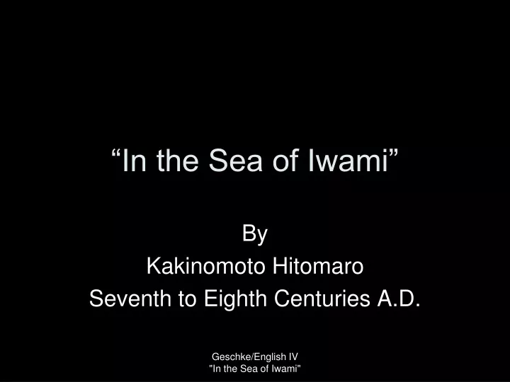 in the sea of iwami