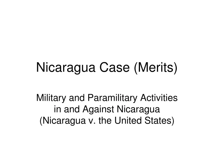 nicaragua case merits