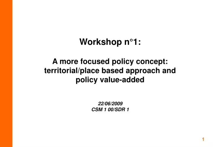 workshop n 1 a more focused policy concept