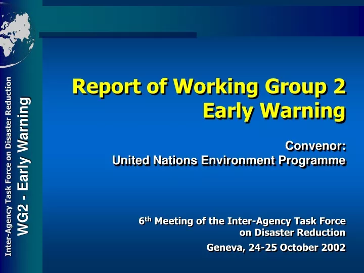 report of working group 2 early warning