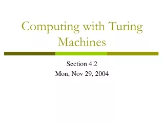 Computing with Turing Machines
