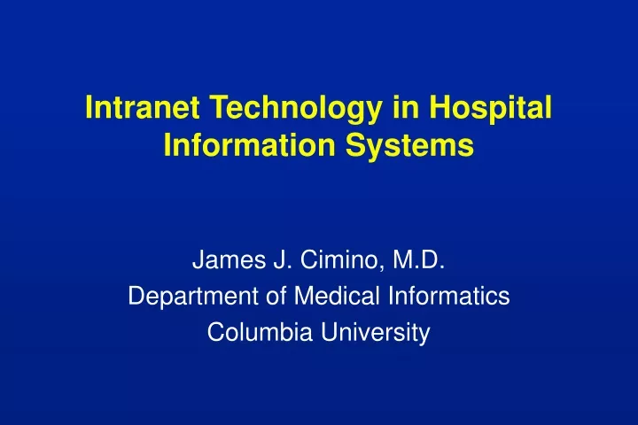 intranet technology in hospital information systems