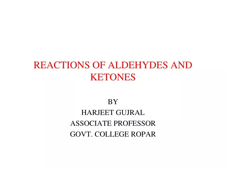 reactions of aldehydes and ketones