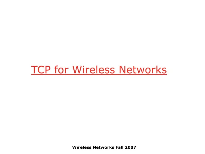 tcp for wireless networks