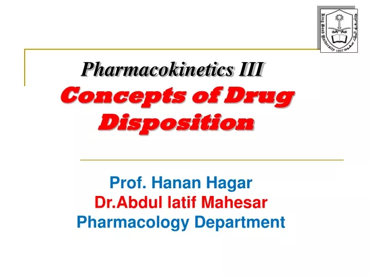 pharmacokinetics iii concepts of drug disposition