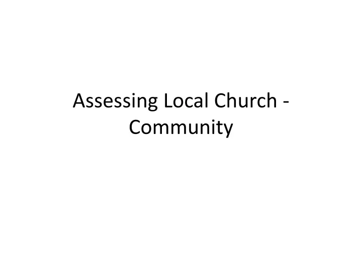 assessing local church community