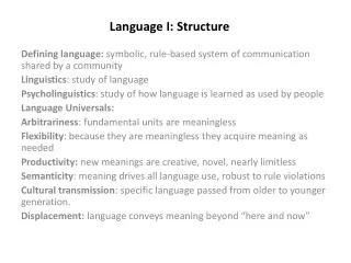 Language I: Structure