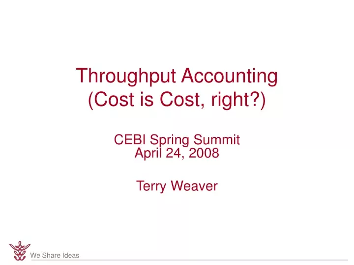 throughput accounting cost is cost right