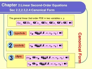 The general linear 2ed order PDE in two variables x, y.