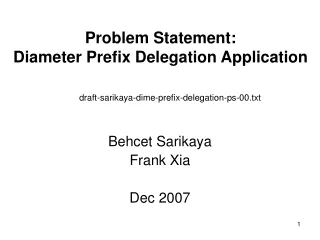 Problem Statement:  Diameter Prefix Delegation Application