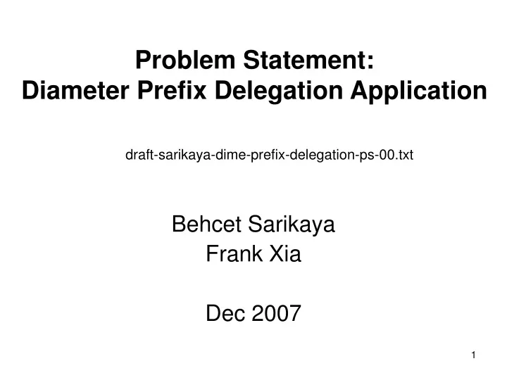 problem statement diameter prefix delegation application