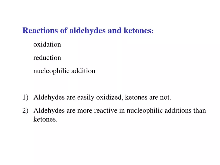 reactions of aldehydes and ketones oxidation