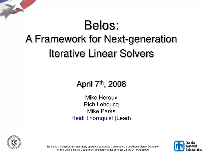 belos a framework for next generation iterative
