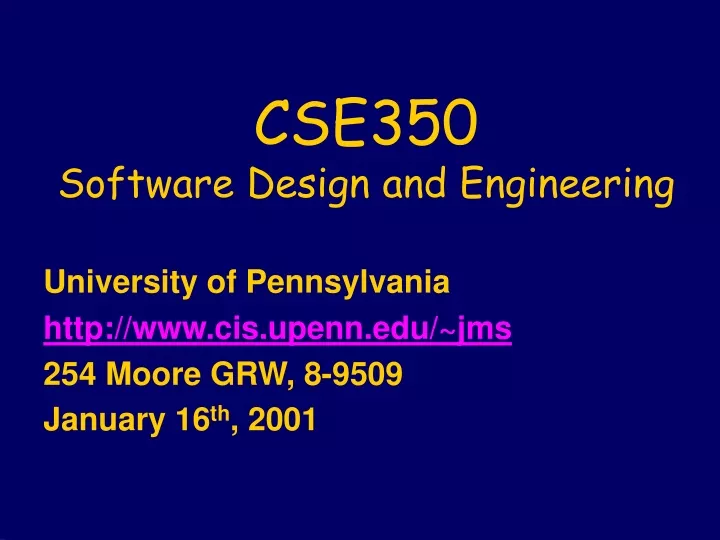 cse350 software design and engineering