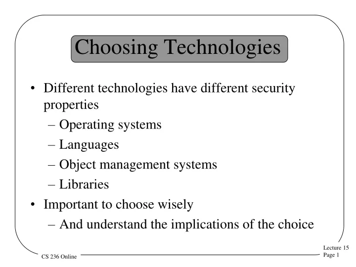 choosing technologies