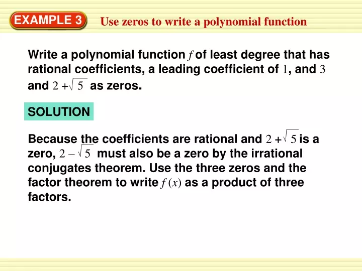 write a polynomial function f of least degree