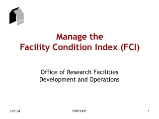 Manage the  Facility Condition Index (FCI)