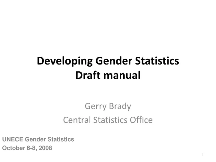 developing gender statistics draft manual